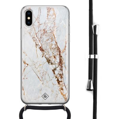 iPhone X/XS hoesje met koord - Marmer goud