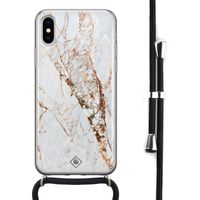 iPhone X/XS hoesje met koord - Marmer goud