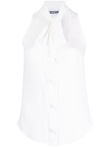 Moschino blouse sans manches à col lavallière - Blanc