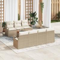 Tuinbankenset met opslag 8 pcs Beige en Crème poly rattan