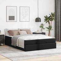 Bedframe met matras met matras Zwart 160 x 200 cm Kunstleer