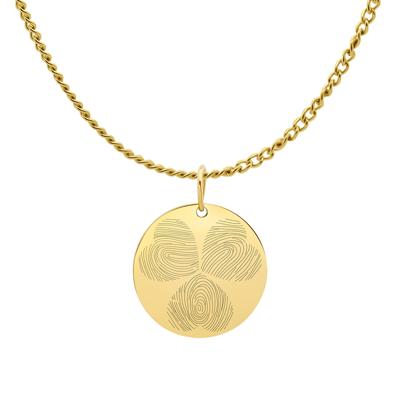 Gepersonaliseerde vingerafdrukken klaver ketting - Stainless steel - Goud - 18 mm - 3 vingerafdrukken