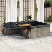 11-delige Loungeset met kussens poly rattan grijs