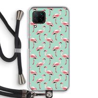 Flamingoprint groen: Huawei P40 Lite Transparant Hoesje met koord