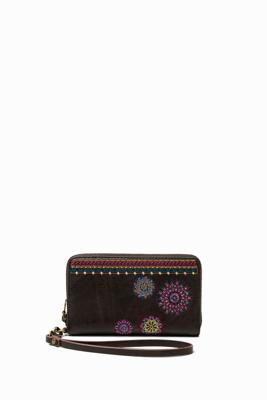 Portemonnee met boho-borduursel - BROWN - U