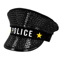 Carnaval verkleed Politie agent hoed Sparkle - zwart - voor volwassenen - Politie thema - thumbnail