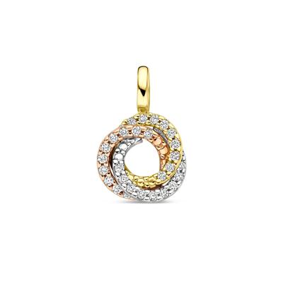 14k Tricolor Gouden Hanger met Diamant 0.13ct - 14mm