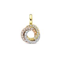 14k Tricolor Gouden Hanger met Diamant 0.13ct - 14mm