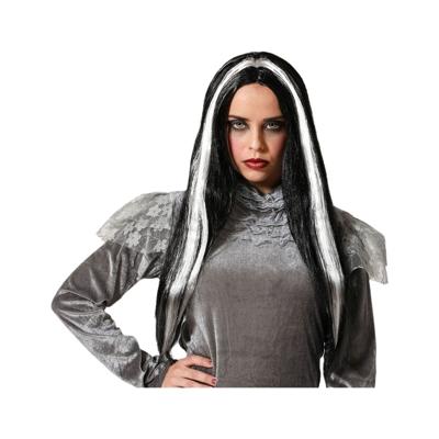 Pruik Wit Zwart Vampier 60 cm
