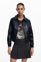 Bikerjack met leerlook - BLACK - L