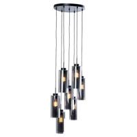 QAZQA Art Deco hanglamp zwart met smoke glas 7-lichts - Laura