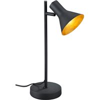 LED Bureaulamp - E14 Fitting - Rond - Mat Zwart/Goud - Aluminium - thumbnail