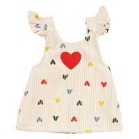 Heless Poppen ribfluwelen jurk hartjesconfetti, 35-45 cm