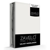 Zavelo Flanel Velvet Hoeslaken Creme -Lits-jumeaux (160x200 cm) - thumbnail