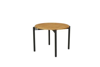 Qopps Ident koffie tafel 60 cm rond zwart frame teak blad