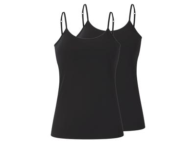 esmara Set van 2 dames spaghettitops (Zwart, M (40/42))