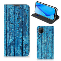 Huawei P40 Lite Book Wallet Case Wood Blue - thumbnail