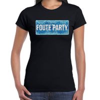 Foute party fun tekst t-shirt zwart voor dames - thumbnail