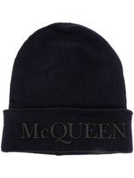 Alexander McQueen bonnet en cachemire à logo imprimé - Bleu - thumbnail