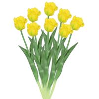 Kunstbloemen boeket tulp Parkiet - 8x - geel - real touch - levensecht - 40 cm - decoratie bloemen