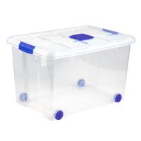 Plasticforte Opslagbak/box met deksel - 1x - 55L - 59 x 40 x 35 cm - transparant - met wielen