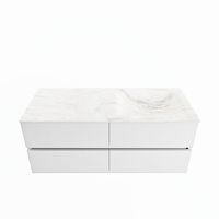 MONDIAZ VICA-DLUX 120cm badmeubel onderkast Talc 4 lades. Inbouw wastafel CLOUD rechts 1 kraangat, kleur Ostra.