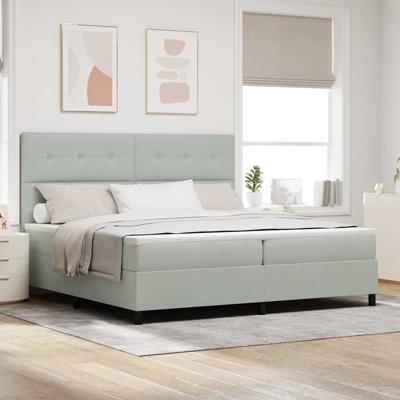 Boxspring bed met matras Lichtgrijs 200 x 200 cm Fluweel
