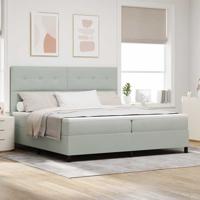 Boxspring bed met matras Lichtgrijs 200 x 200 cm Fluweel
