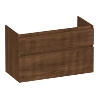 Brauer Delight Wavy - Onderkast - 100 cm - met 2 Softclose Lades Greeploos en 1 Sifon Uitsparing - Forest Cacao
