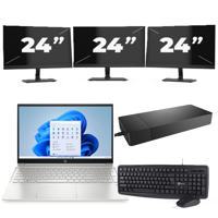 HP Pavilion 15-EG2 - Intel Core i5-12e Generatie - 15 inch - 16GB RAM - 256GB SSD - Windows 11 Home + 3x 24 inch Monitor