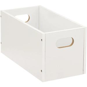 5five Opbergmand/kastmand van hout - wit - 7 Liter - 31 x 15 x 15 cm - Opbergboxen