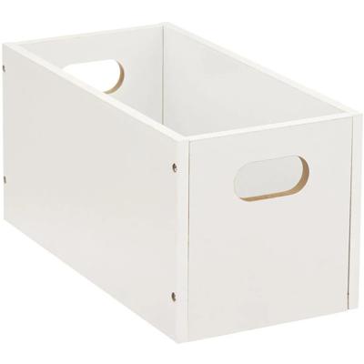5five Opbergmand/kastmand van hout - wit - 7 Liter - 31 x 15 x 15 cm - Opbergboxen