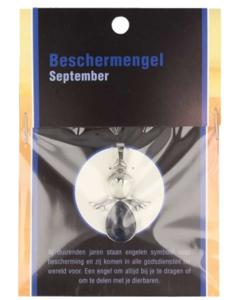 Beschermengel hanger September Dumortieriet zilverkleurig zonder ketting