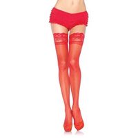 Leg Avenue Europe Plus Size Sheer Stay Up's Red - One Size