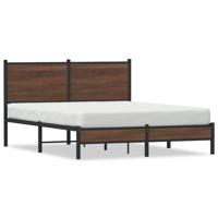 Bedframe met hoofdbord metaal bruin eikenkleurig 140x190 cm - thumbnail