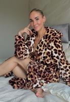 Dames badjas leopard - luipaard print badjas met capuchon-xs