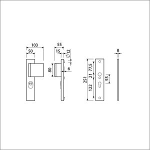 Ami vhb 251/50/15 kt55 dd90/80 rs,zonder deurkruk pc55 F1