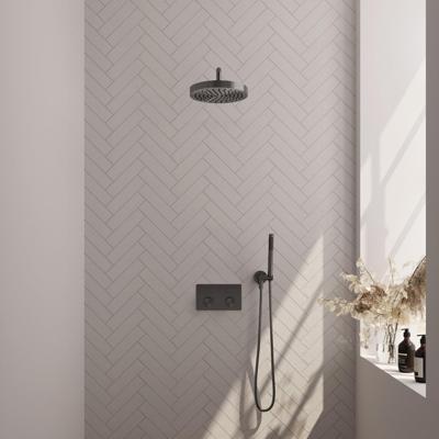 BRAUER Stripe Thermostatische Inbouw Regendouche - drukknoppen - SET 26 - 25cm douchekop - gebogen muurarm - staaf handdouche - doucheslang - wandaansluitbocht - gunmetal geborsteld PVD 5-GM-415