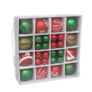 Kerstballen en ornamenten set - 42-delig - rood/groen - kunststof - kerstboomversiering