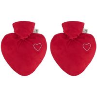 2x Kruiken velours rood hart 1 liter