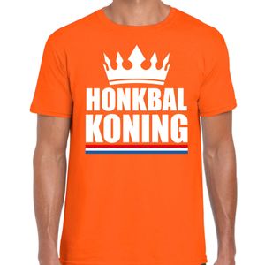 Honkbal koning t-shirt oranje heren - Sport / hobby shirts 2XL  -