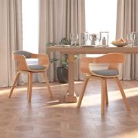 Eetkamerstoel 2 st gebogen hout en stof taupe