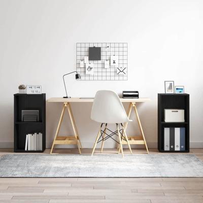 Tv-meubelset 2 pcs Zwart Eiken Bewerkt hout