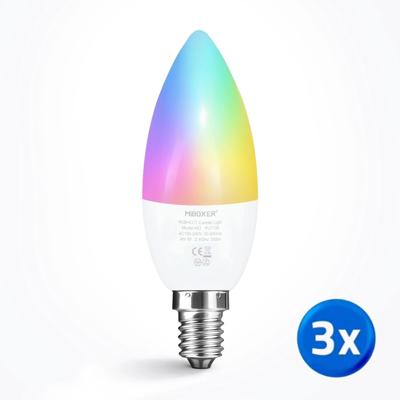 Wifi led kaarslamp RGBWW 4W E14 fitting voordeelset van 3