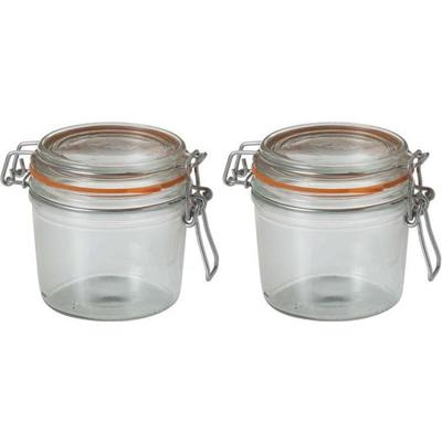 Voorraad/weckpot - 2x - transparant - glas - 10 x 8,5 cm - 350 ml - Le Parfait