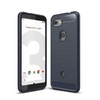 Geborsteld textuur Carbon Fiber schokbestendig TPU Case voor Google pixel 3 lite (marineblauw)