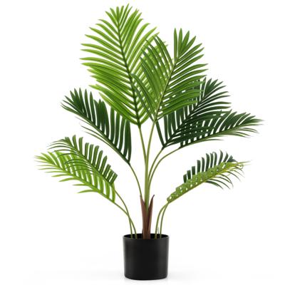 2-delige set Kunstmatige Areca Palm 90 cm Kunstplant in pot Kunstpalm met Groene Bladeren