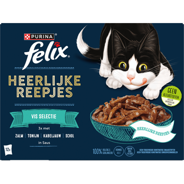 FELIX® Heerlijke Reepjes Vis Selectie Kattenvoer 12x80g bij Jumbo