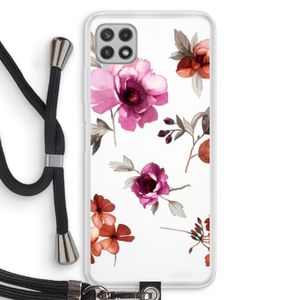 Geschilderde bloemen: Samsung Galaxy A22 4G Transparant Hoesje met koord