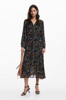 Bloemen midi-jurk - BLACK - M